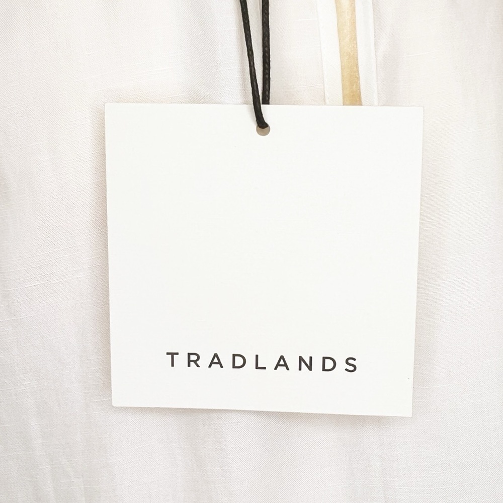 Tradlands Chalet Tiered Dress In Birch (Off-White) Xxs Linen Tercel New Nwt — image 6 of 8